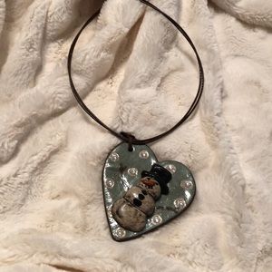 Sookie Sookie handmade clay snowman necklace